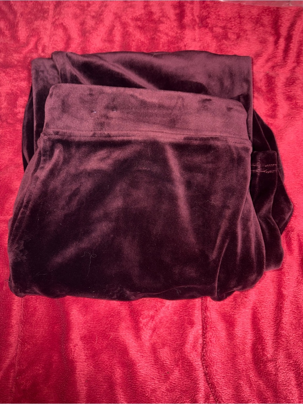 Gloria Vanderbilt Velvet Track Pants in Deep Burgundy